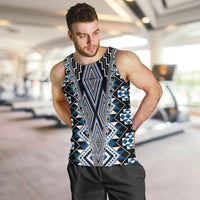 Blue Aotearoa Tukutuku and Poutama Motif Men Tank Top