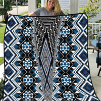 Blue Aotearoa Tukutuku and Poutama Motif Quilt LT03 Blue - Polynesian Pride