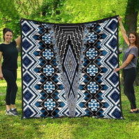 Blue Aotearoa Tukutuku and Poutama Motif Quilt LT03 - Polynesian Pride