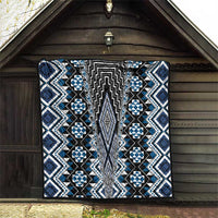 Blue Aotearoa Tukutuku and Poutama Motif Quilt LT03 - Polynesian Pride