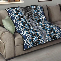 Blue Aotearoa Tukutuku and Poutama Motif Quilt LT03 - Polynesian Pride