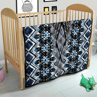 Blue Aotearoa Tukutuku and Poutama Motif Quilt LT03 - Polynesian Pride