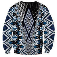 Blue Aotearoa Tukutuku and Poutama Motif Sweatshirt LT03 - Polynesian Pride