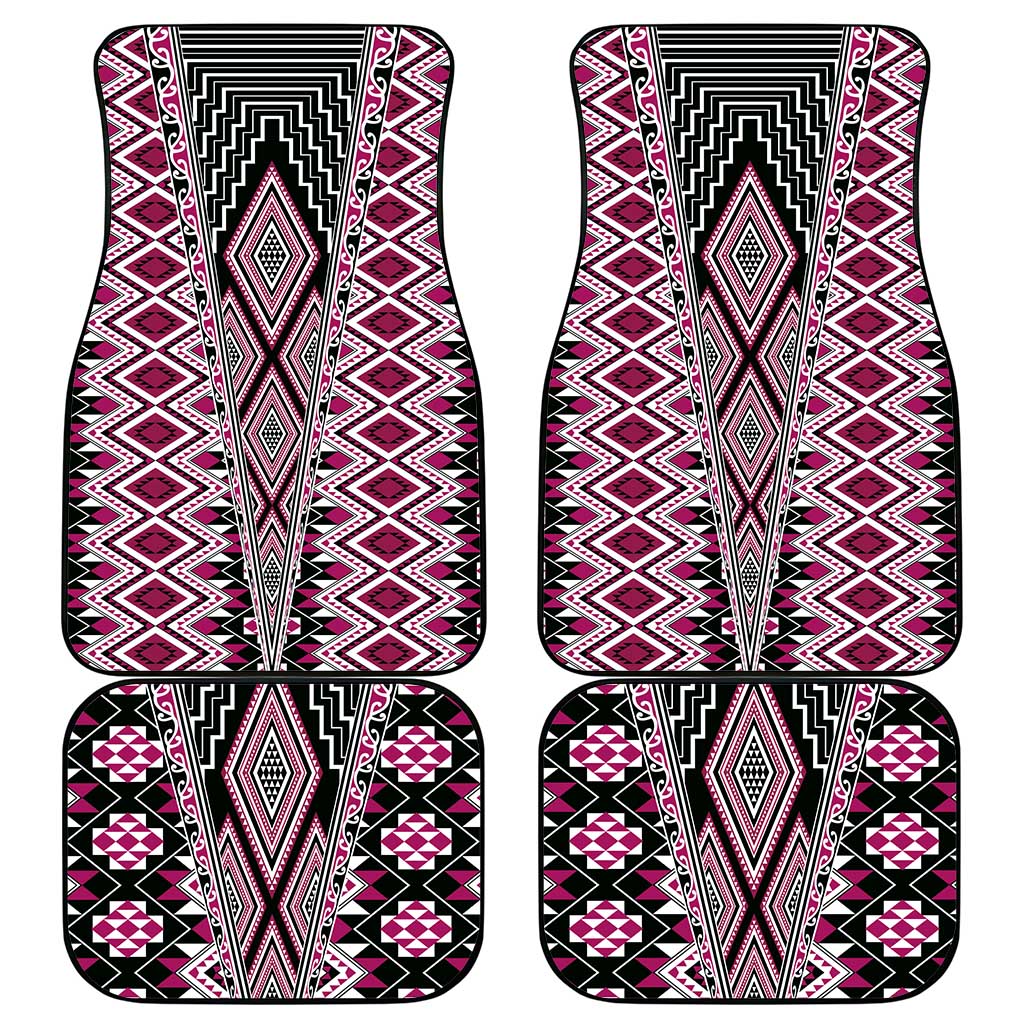 Pink Aotearoa Tukutuku and Poutama Motif Car Mats