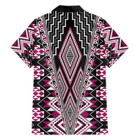 Pink Aotearoa Tukutuku and Poutama Motif Family Matching Long Sleeve Bodycon Dress and Hawaiian Shirt