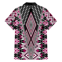 Pink Aotearoa Tukutuku and Poutama Motif Family Matching Short Sleeve Bodycon Dress and Hawaiian Shirt