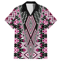 Pink Aotearoa Tukutuku and Poutama Motif Hawaiian Shirt