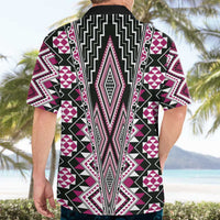 Pink Aotearoa Tukutuku and Poutama Motif Hawaiian Shirt
