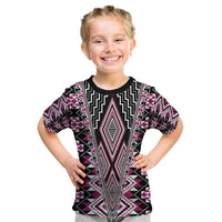 Pink Aotearoa Tukutuku and Poutama Motif Kid T Shirt