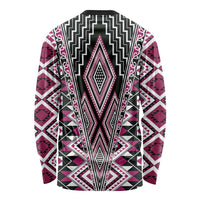 Pink Aotearoa Tukutuku and Poutama Motif Long Sleeve Shirt