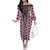 Pink Aotearoa Tukutuku and Poutama Motif Off The Shoulder Long Sleeve Dress