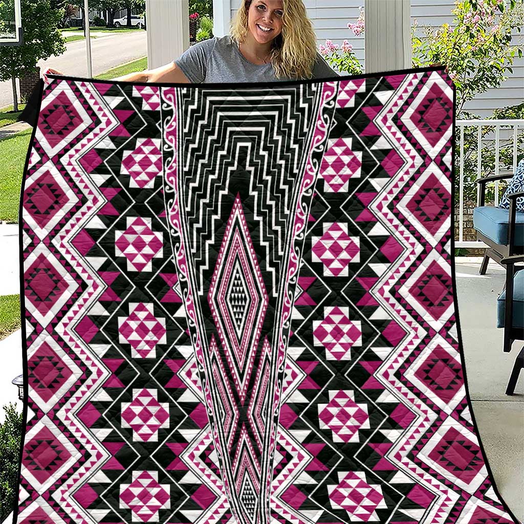 Pink Aotearoa Tukutuku and Poutama Motif Quilt LT03 Pink - Polynesian Pride