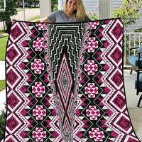 Pink Aotearoa Tukutuku and Poutama Motif Quilt LT03 Pink - Polynesian Pride