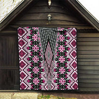 Pink Aotearoa Tukutuku and Poutama Motif Quilt LT03 - Polynesian Pride