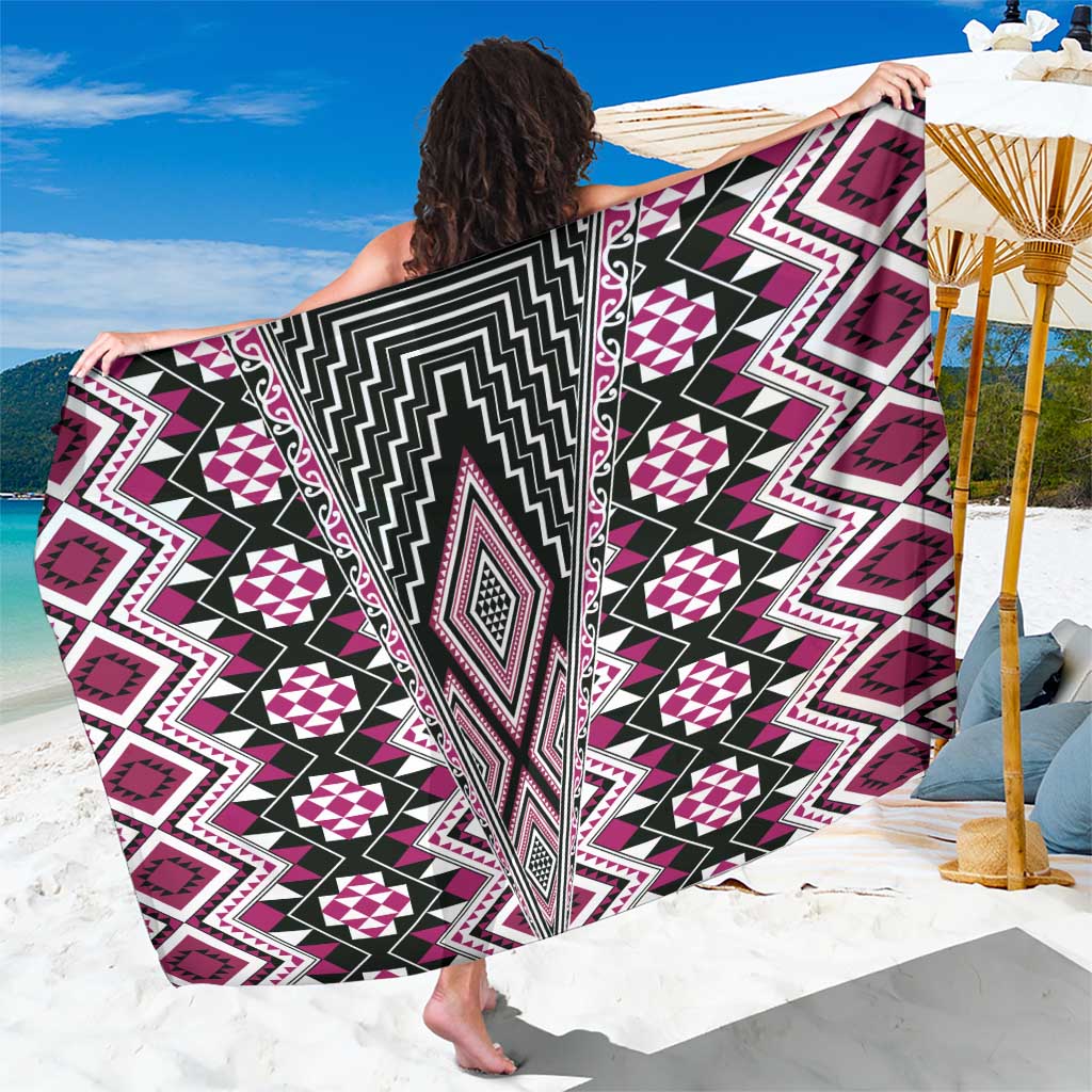 Pink Aotearoa Tukutuku and Poutama Motif Sarong LT03 One Size 44 x 66 inches Pink - Polynesian Pride