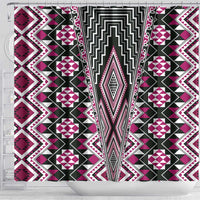 Pink Aotearoa Tukutuku and Poutama Motif Shower Curtain LT03 - Polynesian Pride