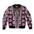 Pink Aotearoa Tukutuku and Poutama Motif Sleeve Zip Bomber Jacket