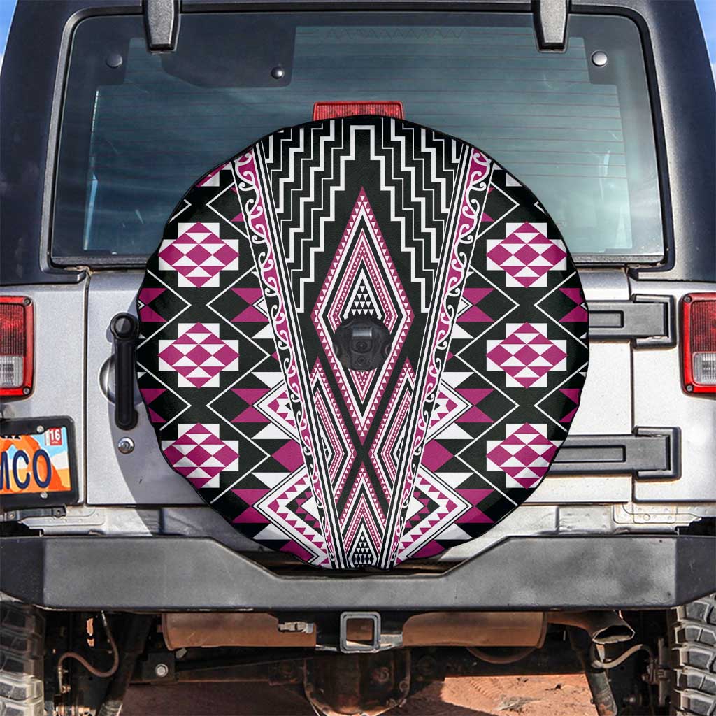 Pink Aotearoa Tukutuku and Poutama Motif Spare Tire Cover LT03 Pink - Polynesian Pride