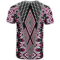 Pink Aotearoa Tukutuku and Poutama Motif T Shirt