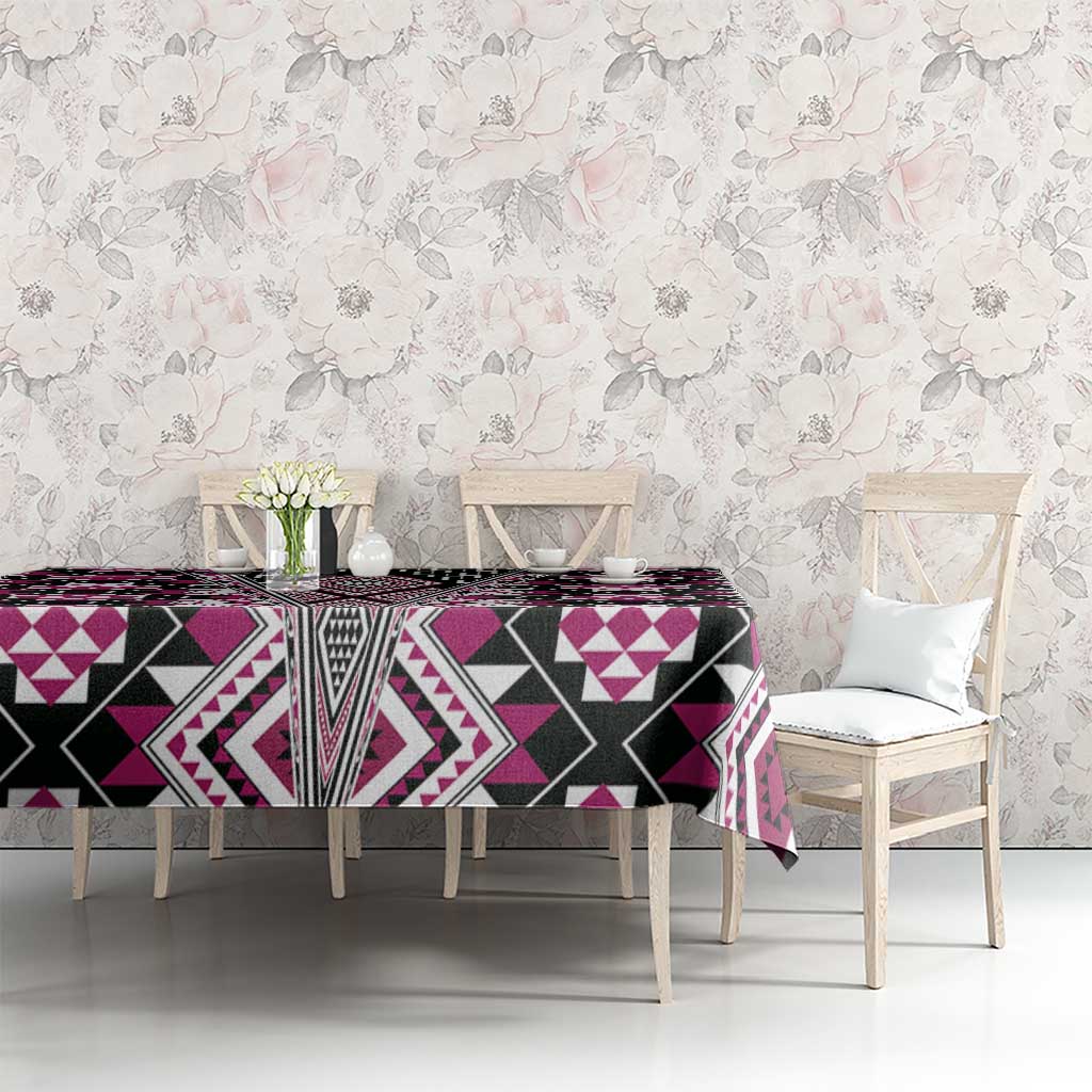 Pink Aotearoa Tukutuku and Poutama Motif Tablecloth