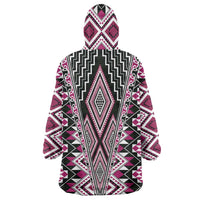 Pink Aotearoa Tukutuku and Poutama Motif Wearable Blanket Hoodie