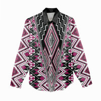 Pink Aotearoa Tukutuku and Poutama Motif Women Casual Shirt