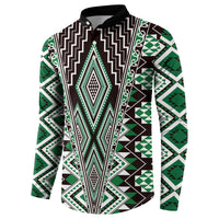 Green Aotearoa Tukutuku and Poutama Motif Button Sweatshirt