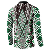 Green Aotearoa Tukutuku and Poutama Motif Button Sweatshirt