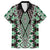 Green Aotearoa Tukutuku and Poutama Motif Family Matching Short Sleeve Bodycon Dress and Hawaiian Shirt
