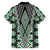 Green Aotearoa Tukutuku and Poutama Motif Family Matching Summer Maxi Dress and Hawaiian Shirt