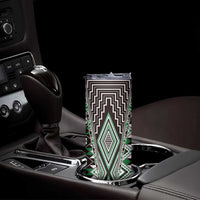 Green Aotearoa Tukutuku and Poutama Motif Skinny Tumbler