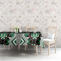 Green Aotearoa Tukutuku and Poutama Motif Tablecloth