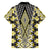 Yellow Aotearoa Tukutuku and Poutama Motif Family Matching Off The Shoulder Long Sleeve Dress and Hawaiian Shirt