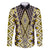 Yellow Aotearoa Tukutuku and Poutama Motif Family Matching Off The Shoulder Long Sleeve Dress and Hawaiian Shirt