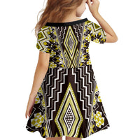 Yellow Aotearoa Tukutuku and Poutama Motif Family Matching Tank Maxi Dress and Hawaiian Shirt
