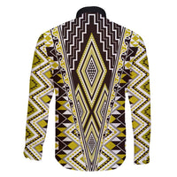 Yellow Aotearoa Tukutuku and Poutama Motif Family Matching Tank Maxi Dress and Hawaiian Shirt