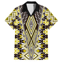 Yellow Aotearoa Tukutuku and Poutama Motif Hawaiian Shirt