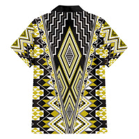 Yellow Aotearoa Tukutuku and Poutama Motif Hawaiian Shirt