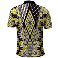 Yellow Aotearoa Tukutuku and Poutama Motif Polo Shirt