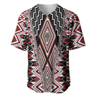 Red Aotearoa Tukutuku and Poutama Motif Baseball Jersey