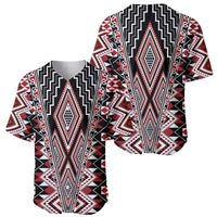 Red Aotearoa Tukutuku and Poutama Motif Baseball Jersey