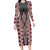 Red Aotearoa Tukutuku and Poutama Motif Family Matching Long Sleeve Bodycon Dress and Hawaiian Shirt