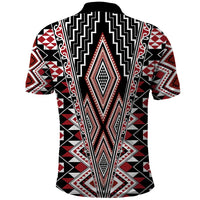 Red Aotearoa Tukutuku and Poutama Motif Polo Shirt