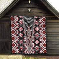 Red Aotearoa Tukutuku and Poutama Motif Quilt LT03 - Polynesian Pride