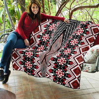 Red Aotearoa Tukutuku and Poutama Motif Quilt LT03 - Polynesian Pride