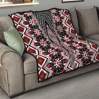 Red Aotearoa Tukutuku and Poutama Motif Quilt LT03 - Polynesian Pride