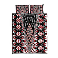 Red Aotearoa Tukutuku and Poutama Motif Quilt Bed Set