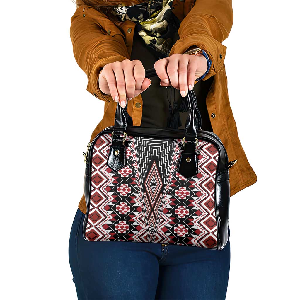 Red Aotearoa Tukutuku and Poutama Motif Shoulder Handbag LT03 One Size Red - Polynesian Pride