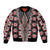 Red Aotearoa Tukutuku and Poutama Motif Sleeve Zip Bomber Jacket