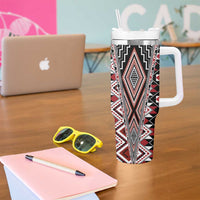 Red Aotearoa Tukutuku and Poutama Motif Tumbler With Handle
